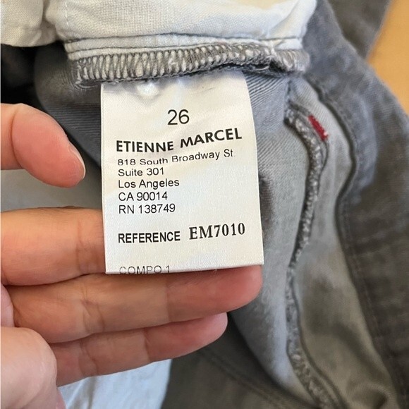 Etienne Marcel Ankle Zip Skinny Jeans Light Gray Red Zipper Style 26 - Picture 13 of 13